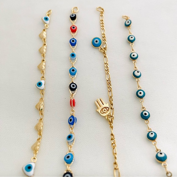 Gold Evil Eye Anklet - Picture 9 of 9